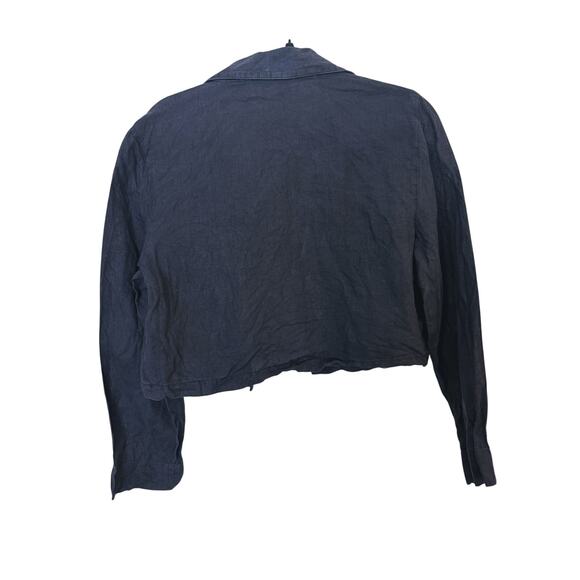 Yves Cossette Saks Fifth Ave Black Linen Button Up Top S Quiet Luxury Capsule - Picture 3 of 8